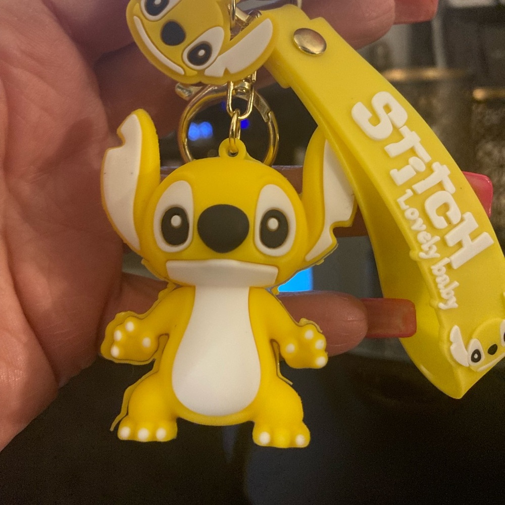 Stitch yellow Keychain/Hang on Book bag/Hang from your pock etc nwt